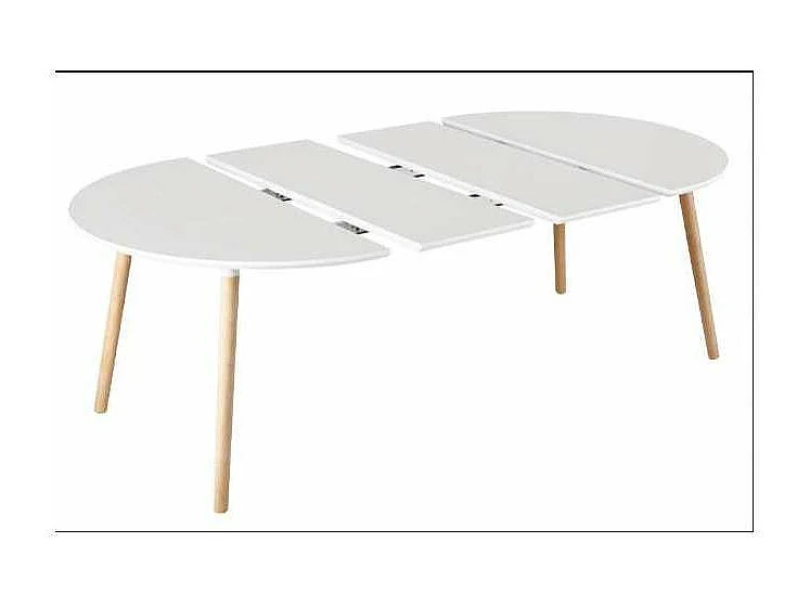 Mesa redonda extensible Md-Nordika-100 acabado blanco/haya 75 cm(alto)100/140/180 cm(ancho
