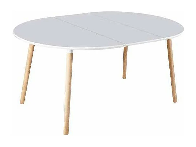 Mesa redonda extensible Md-Nordika-100 acabado blanco/haya 75 cm(alto)100/140/180 cm(ancho