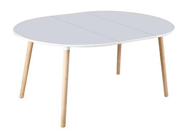 Mesa redonda extensible Md-Nordika-100 acabado blanco/haya 75 cm(alto)100/140/180 cm(ancho