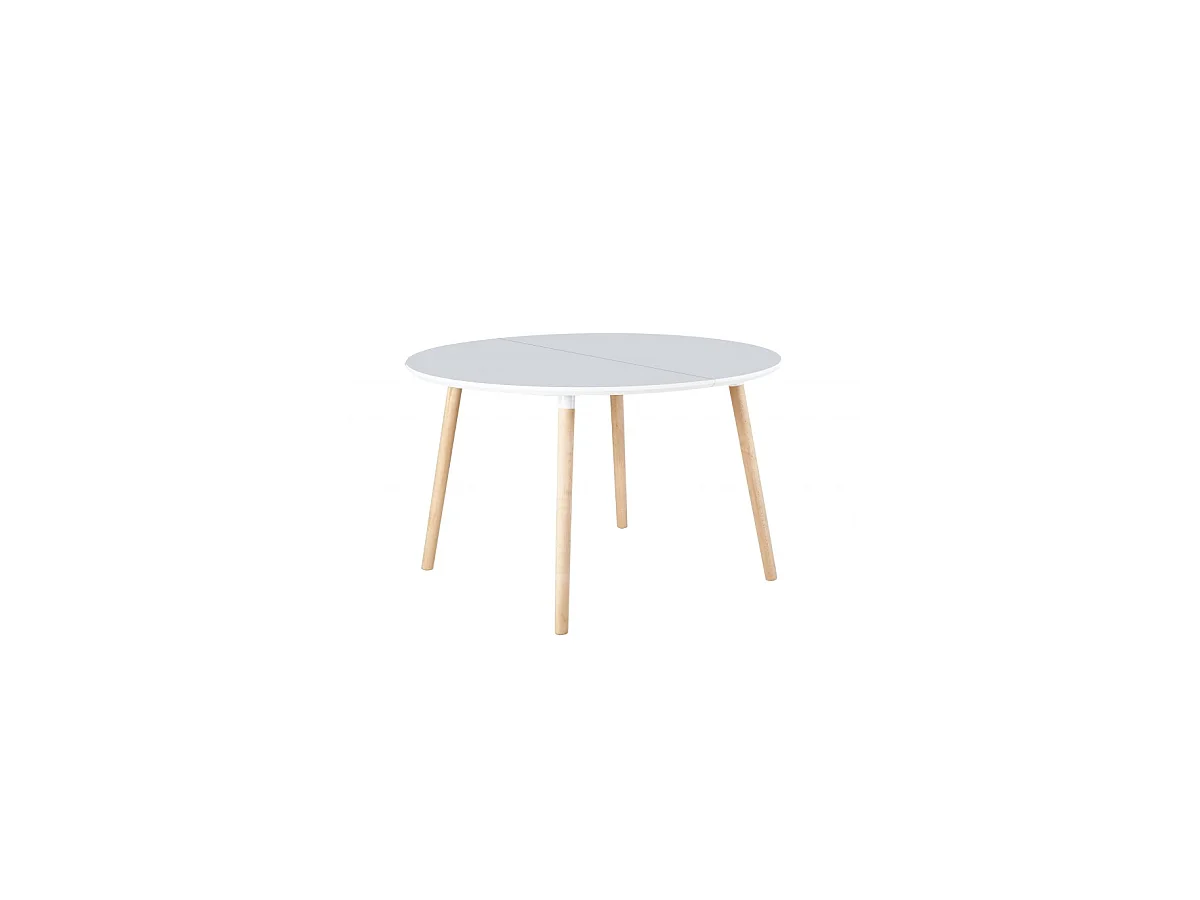 Mesa redonda extensible Md-Nordika-100 acabado blanco/haya 75 cm(alto)100/140/180 cm(ancho