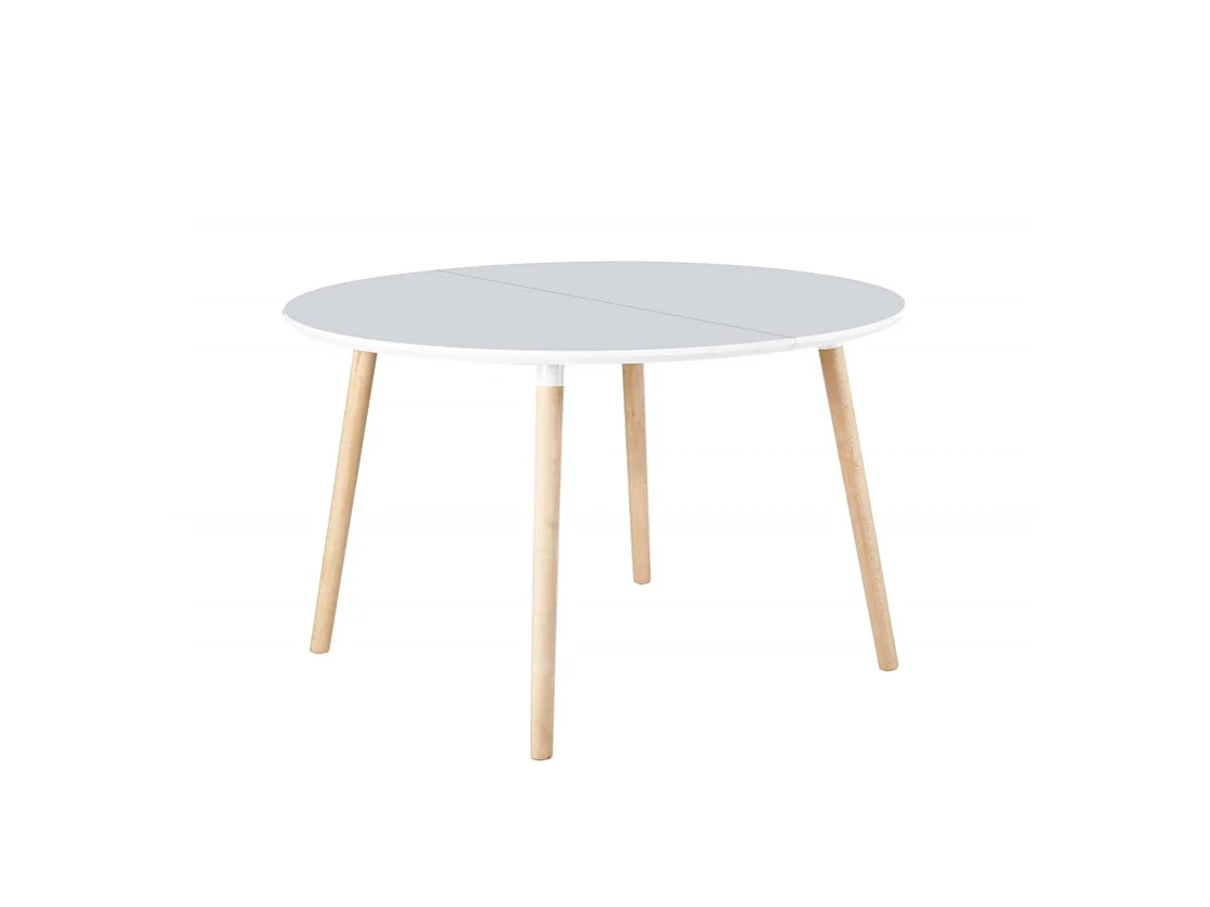 Mesa redonda extensible Md-Nordika-100 acabado blanco/haya 75 cm(alto)100/140/180 cm(ancho