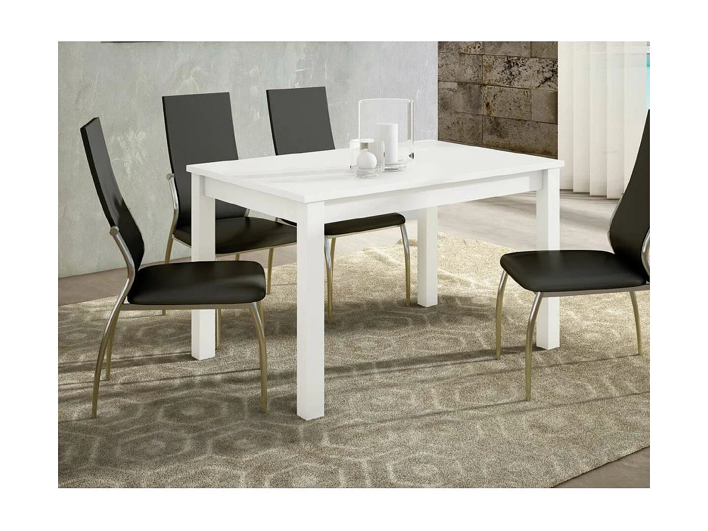 Mesa extensible Padul en roble blanco. 120/160 x 80 cm x 76 cm