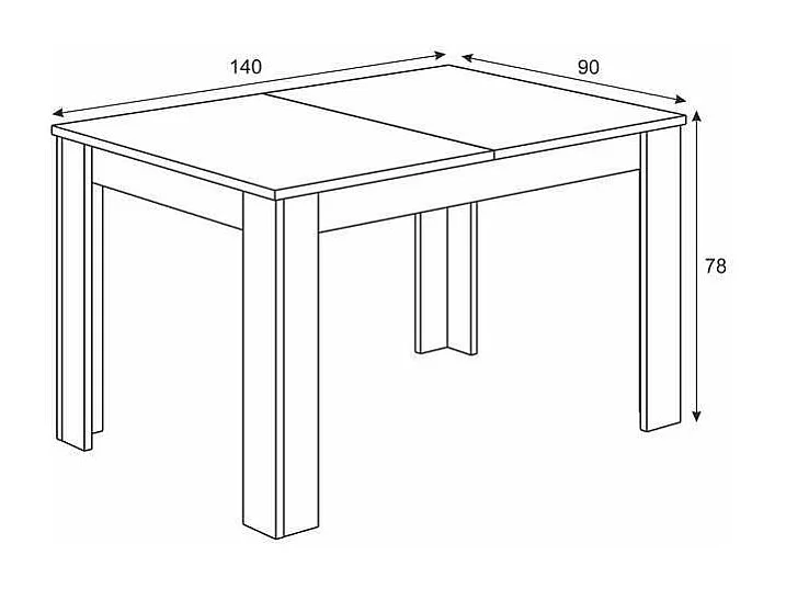 Mesa comedor extensible Paris en color blanco artik 78 cm(alto)140-190 cm(ancho)90 cm(larg