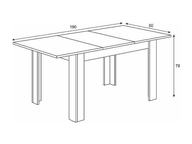 Mesa comedor extensible Paris en color blanco artik 78 cm(alto)140-190 cm(ancho)90 cm(larg