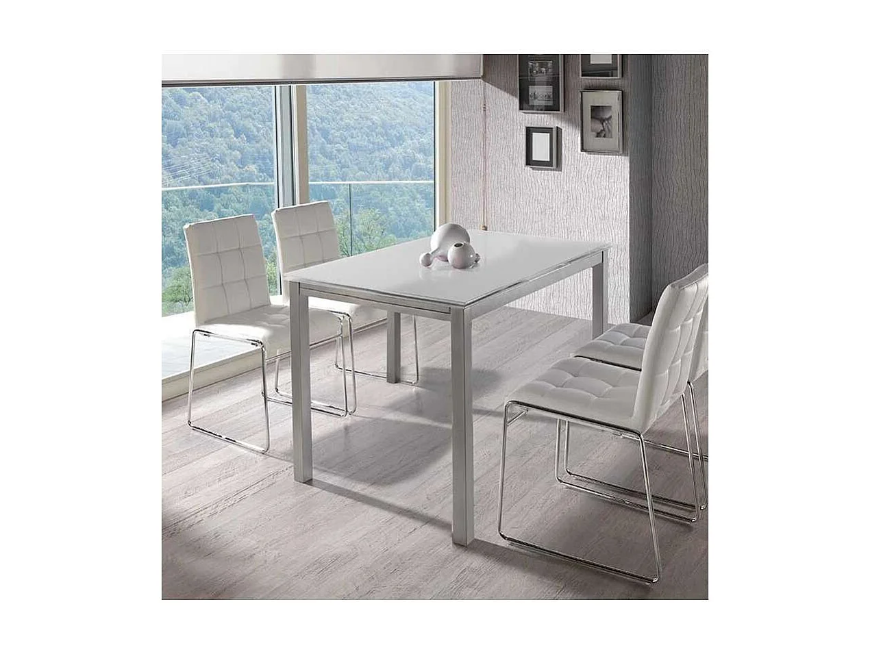 Mesa extensible salon o comedor en acabado color blanco, 76 cm(alto)120/180 cm(ancho)80 cm