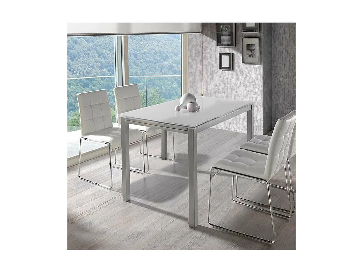 Mesa extensible salon o comedor en acabado color blanco, 76 cm(alto)120/180 cm(ancho)80 cm