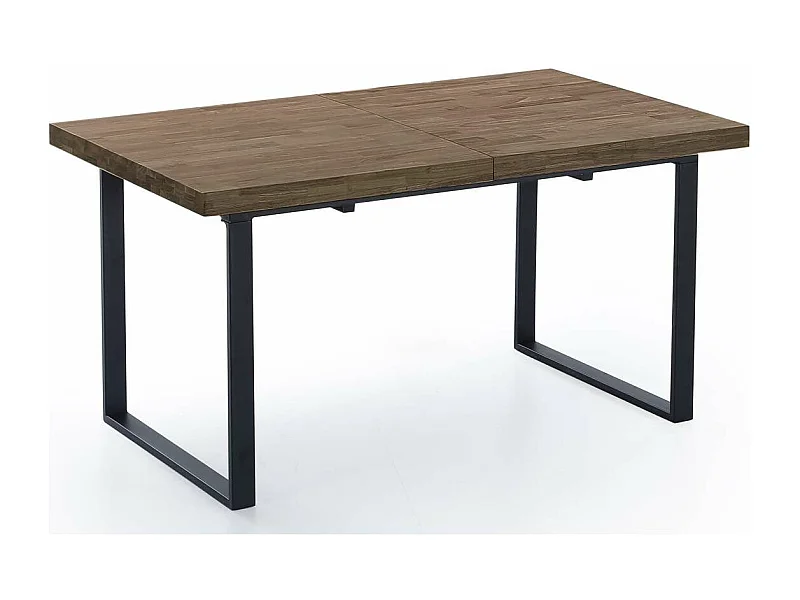 Mesa extensible Natural de estilo Industrial Roble American/Negro 76 cm(alto)140-180 cm(an