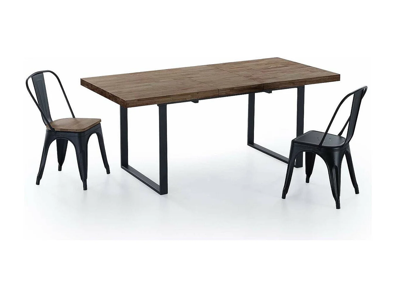 Mesa extensible Natural de estilo Industrial Roble American/Negro 76 cm(alto)140-180 cm(an