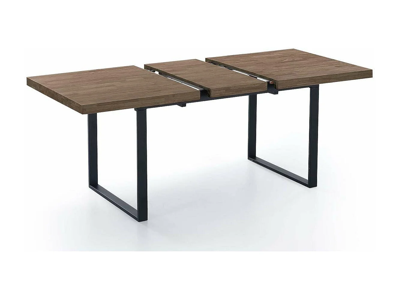 Mesa extensible Natural de estilo Industrial Roble American/Negro 76 cm(alto)140-180 cm(an