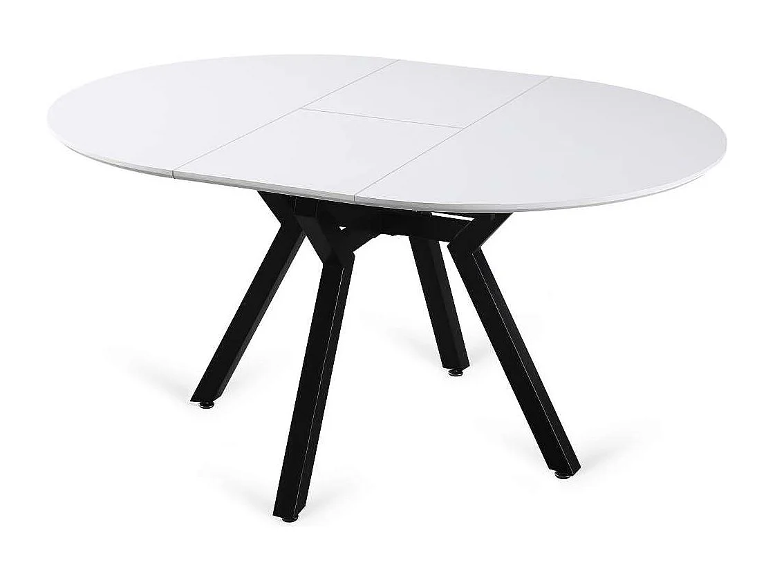 Mesa redonda extensible de comedor Coliseo acabado blanco, 75cm(alto) 110/150cm(ancho) 110