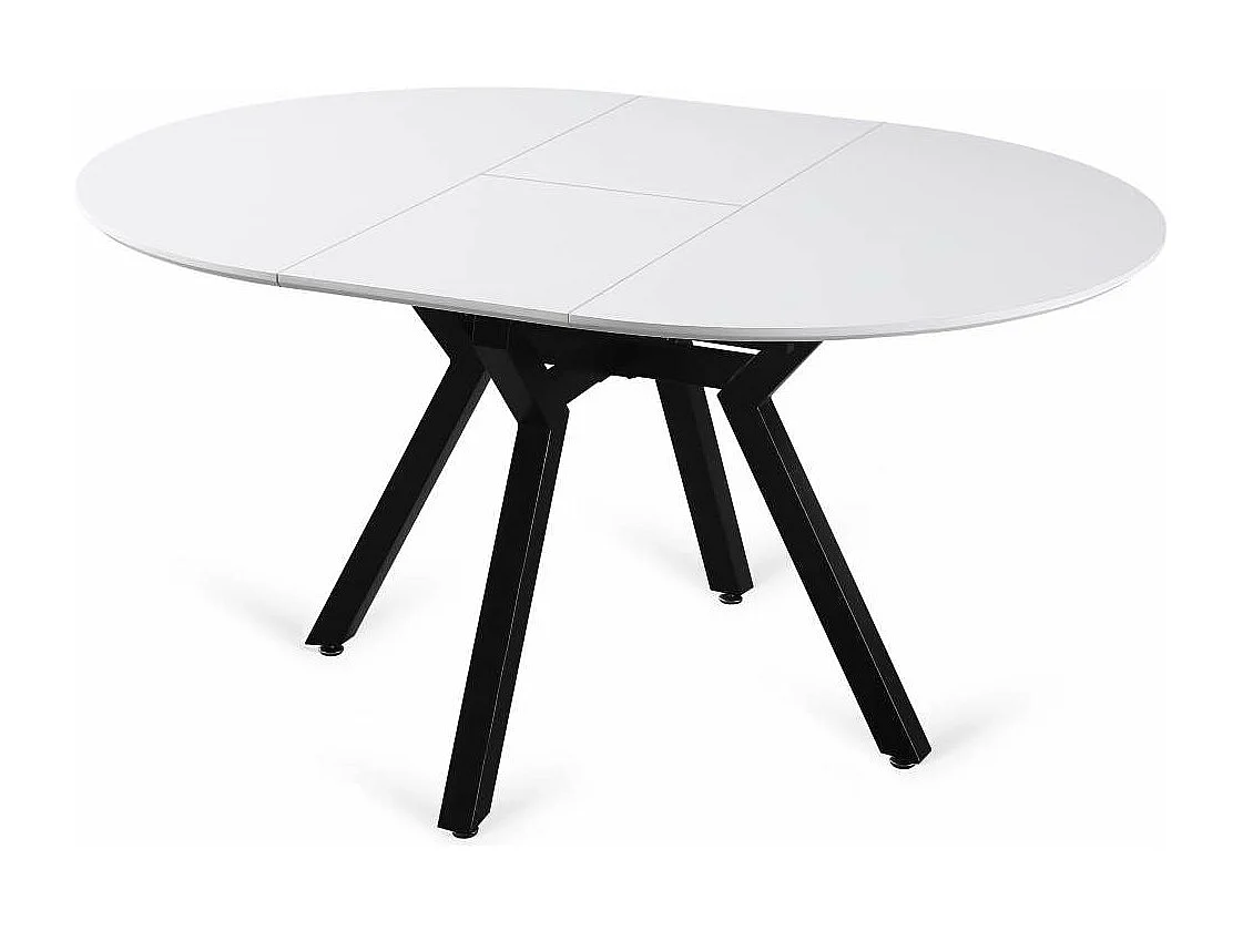 Mesa redonda extensible de comedor Coliseo acabado blanco, 75cm(alto) 110/150cm(ancho) 110