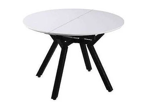 Mesa redonda extensible de comedor Coliseo acabado blanco, 75cm(alto) 110/150cm(ancho) 110