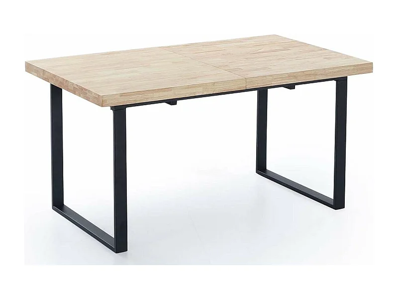Mesa extensible Natural de estilo Industrial Roble nordish/negro 76 cm(alto)140-180 cm(anc