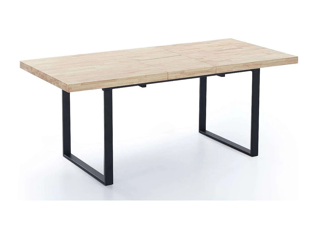 Mesa extensible Natural de estilo Industrial Roble nordish/negro 76 cm(alto)140-180 cm(anc