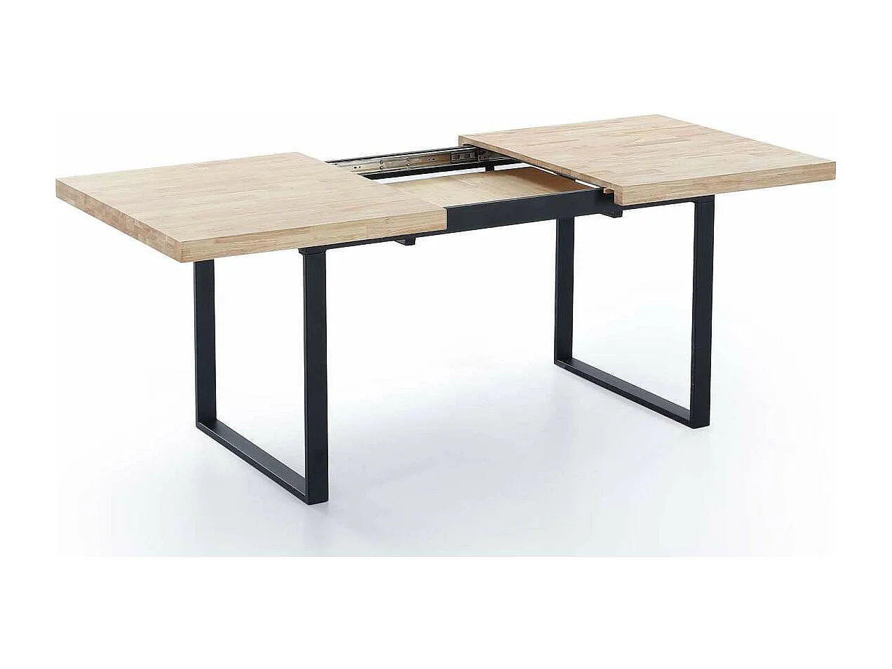 Mesa extensible Natural de estilo Industrial Roble nordish/negro 76 cm(alto)140-180 cm(anc