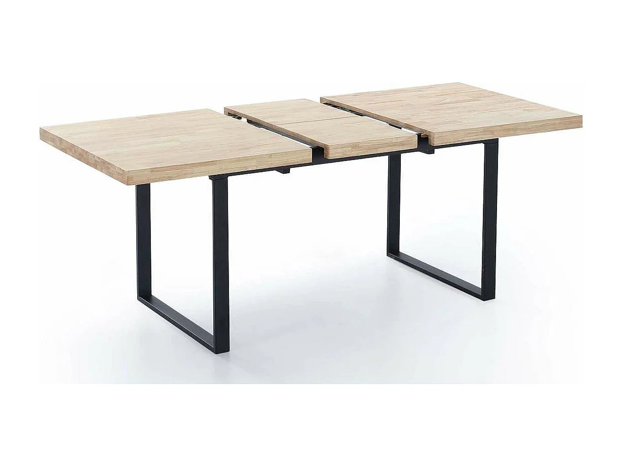 Mesa extensible Natural de estilo Industrial Roble nordish/negro 76 cm(alto)140-180 cm(anc