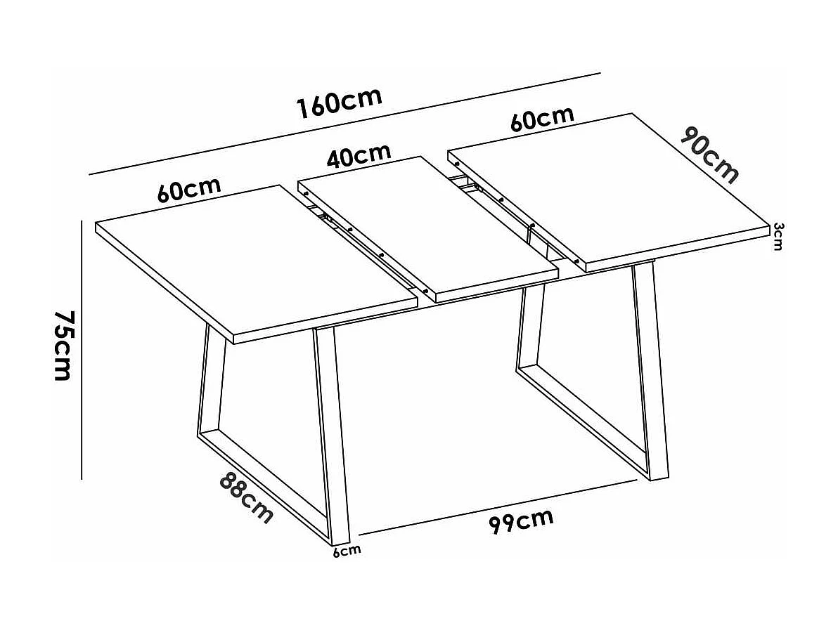 Mesa salon extensible Rin 120-160 acabado Nordic, 75 cm(alto)120-160 cm(ancho)90 cm(largo)