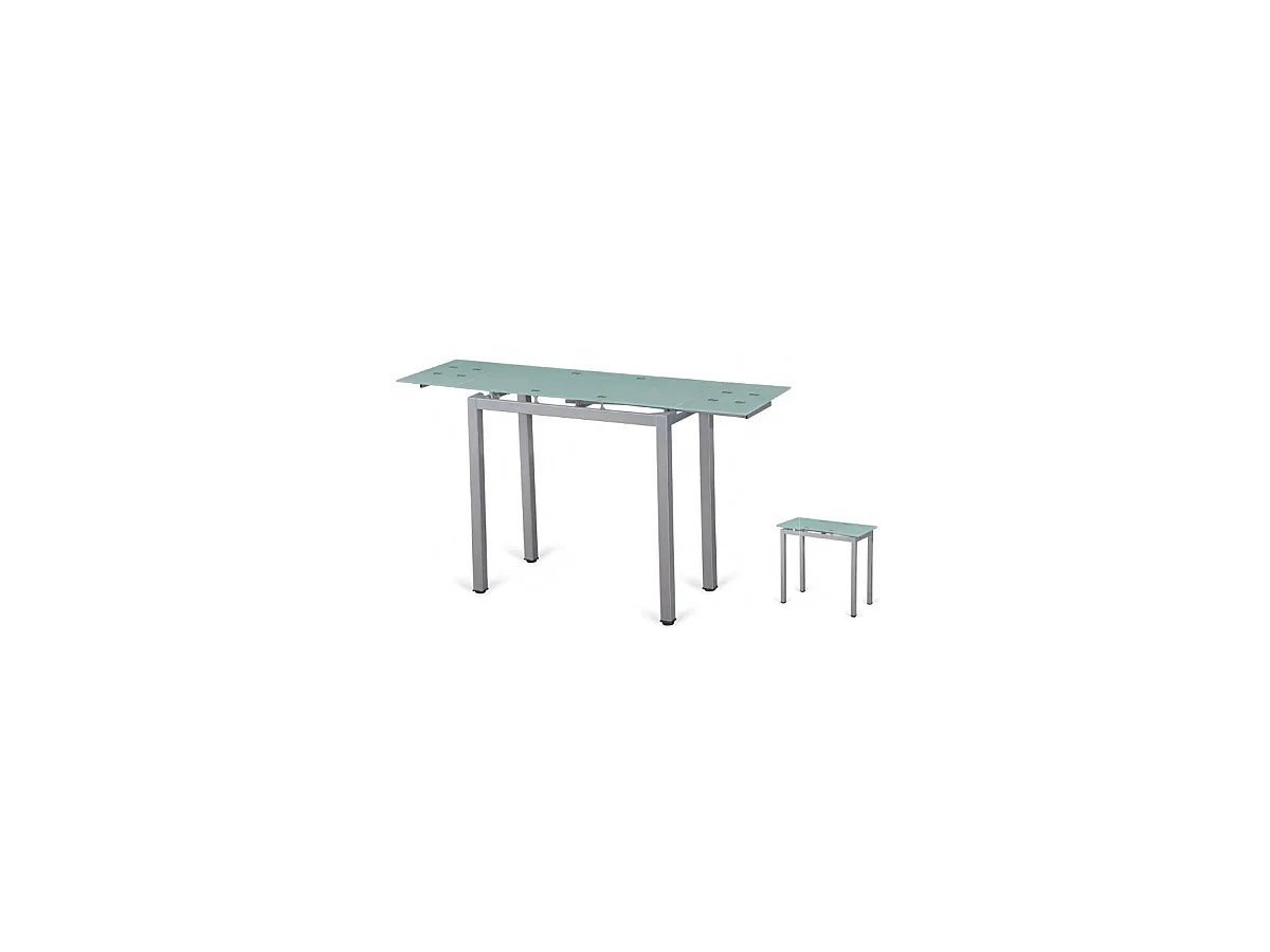 Mesa de cristal extensible para cocina modelo Petit. 85-135cm(ancho) 76cm(altura) 40cm(fon