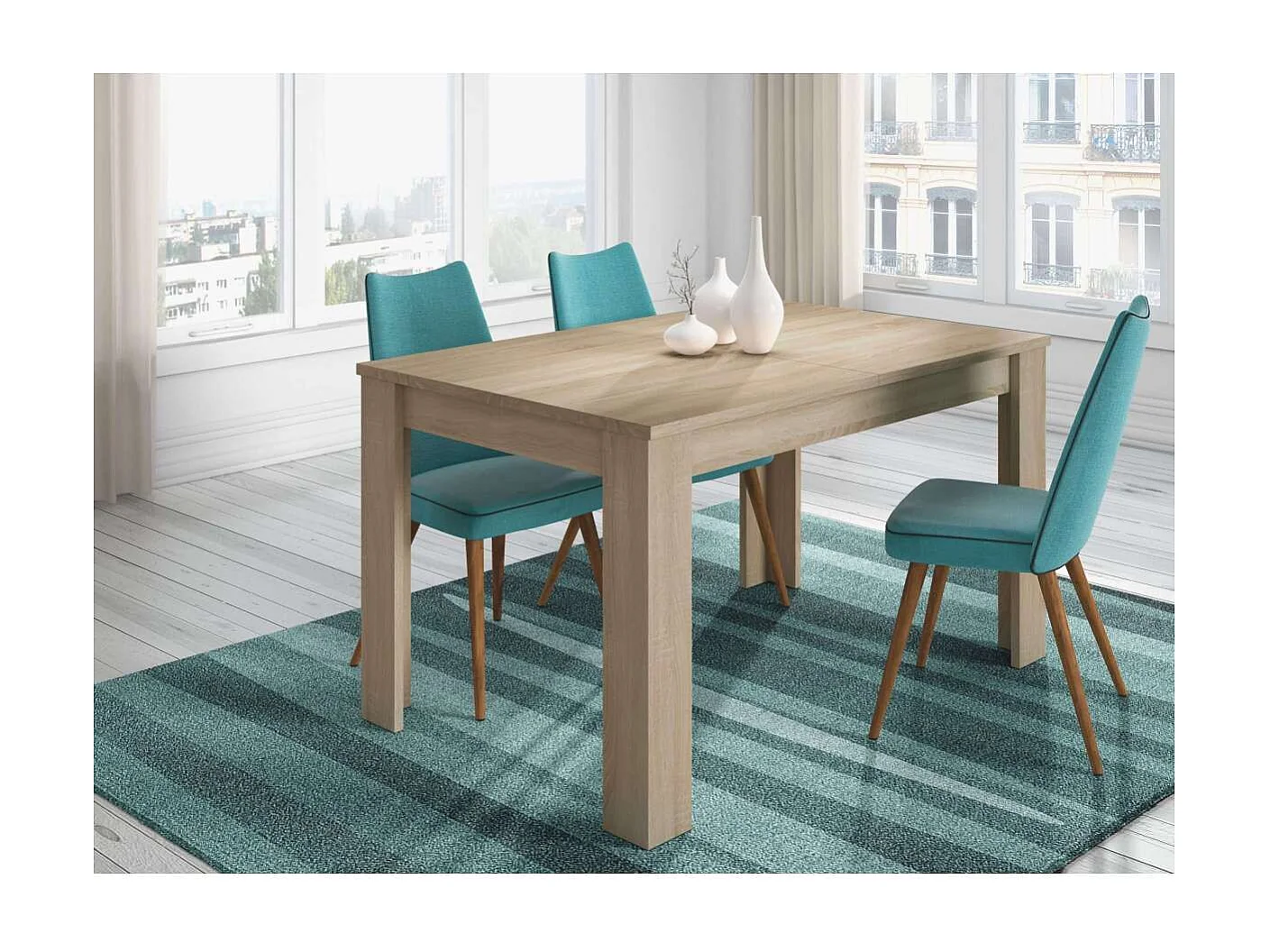 Mesa comedor extensible Paris en color roble canadian 78 cm(alto)140-190 cm(ancho)90 cm(la