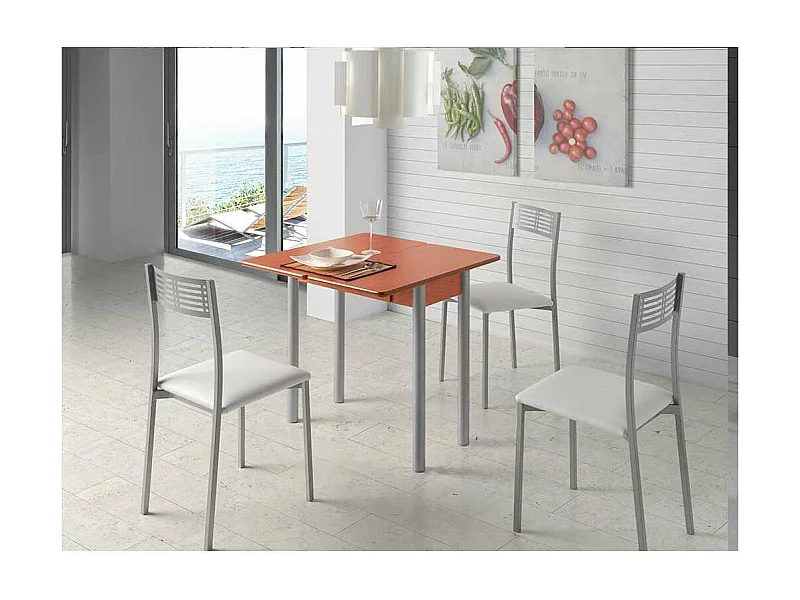 Mesa de cocina Malak con apertura tipo libro acabado cerezo, 80 x 40/80 x 76 cm (largo x a