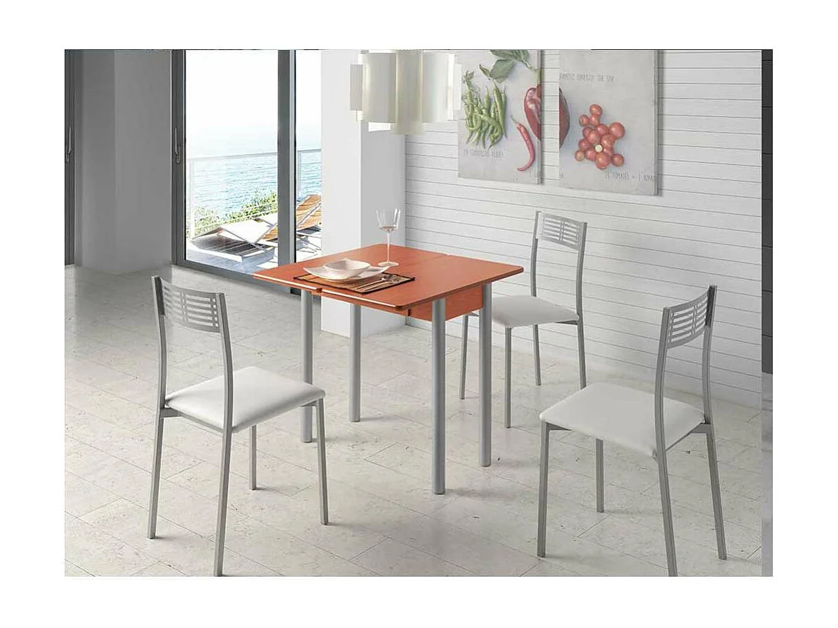 Mesa de cocina Malak con apertura tipo libro acabado cerezo, 80 x 40/80 x 76 cm (largo x a