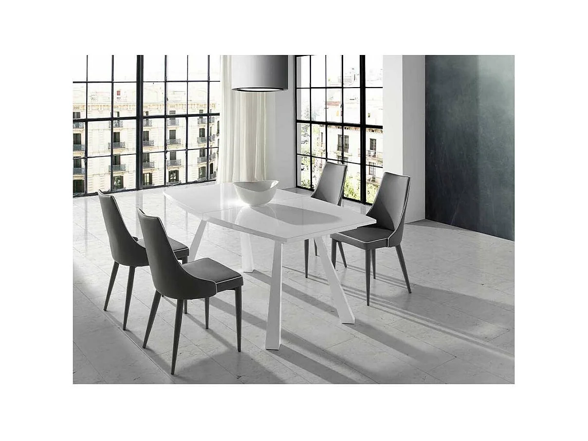 Mesa extensible acabado en blanco brillo Astrid, 180/230 x 95 x 76,5 cm (largo x ancho x a