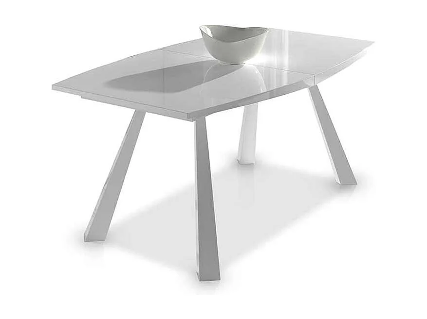 Mesa extensible acabado en blanco brillo Astrid, 180/230 x 95 x 76,5 cm (largo x ancho x a
