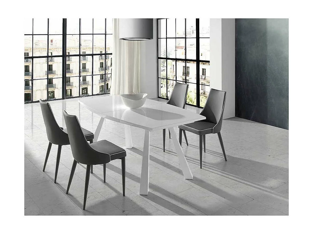 Mesa extensible acabado en blanco brillo Astrid, 180/230 x 95 x 76,5 cm (largo x ancho x a