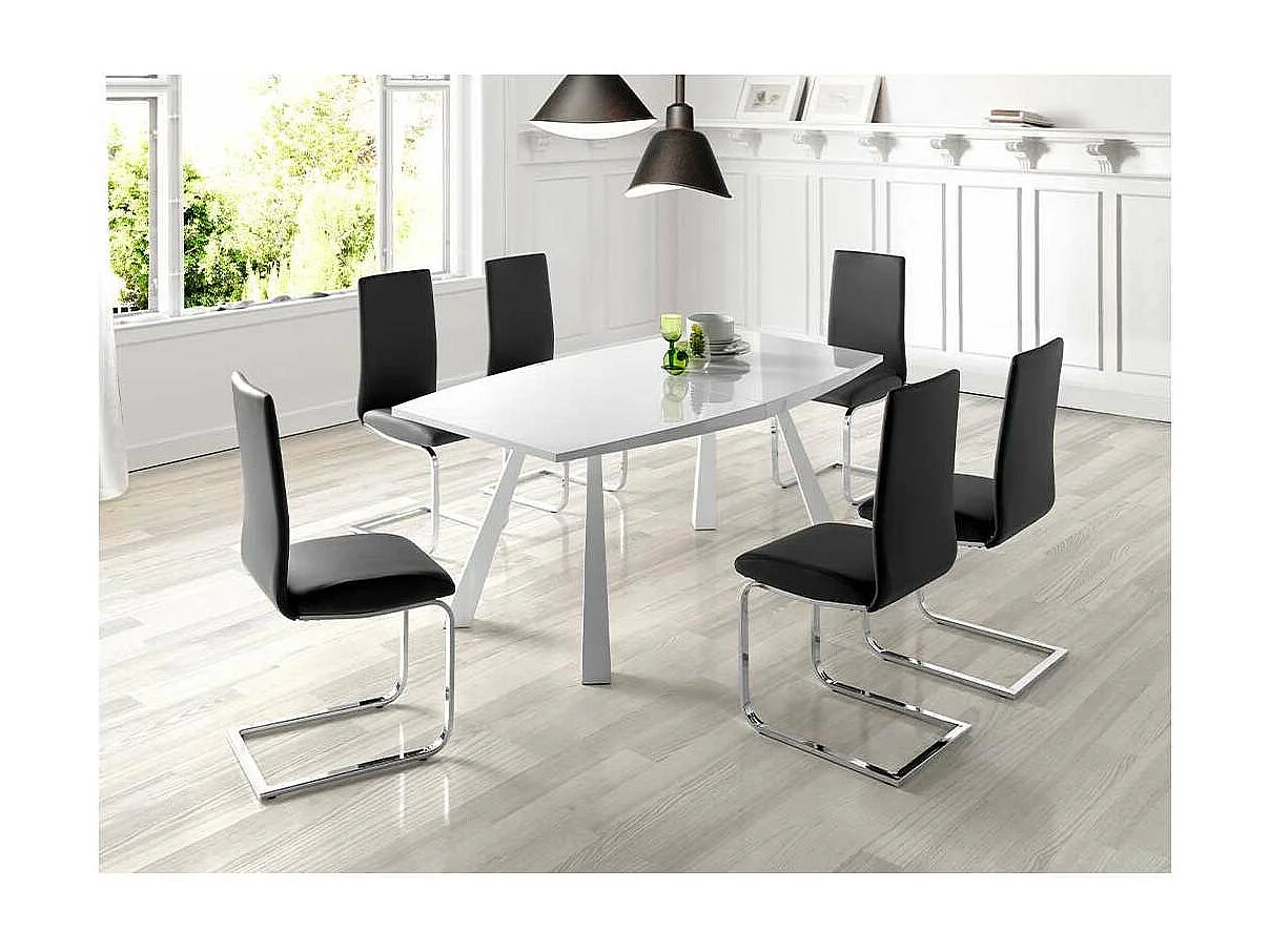 Mesa extensible acabado en blanco brillo Astrid, 180/230 x 95 x 76,5 cm (largo x ancho x a
