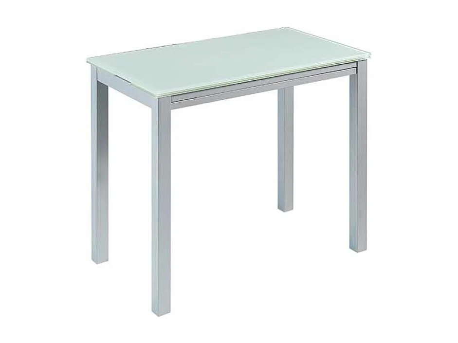 Mesa de cocina extensible Laia acabado cristal blanco, 95cm (largo) x 55/95cm ancho x 76cm