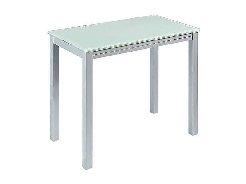 Mesa de cocina extensible Laia acabado cristal blanco, 95cm (largo) x 55/95cm ancho x 76cm