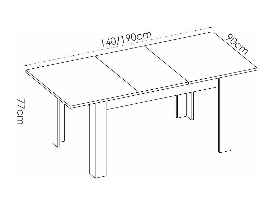 Mesa de salon extensible Baños de la encina en color natural 76 cm(alto)140-180 cm(ancho)