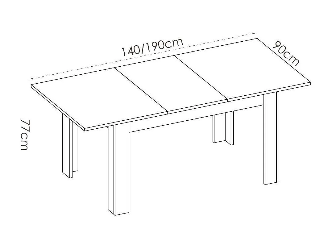 Mesa de salon extensible Baños de la encina en color natural 76 cm(alto)140-180 cm(ancho)