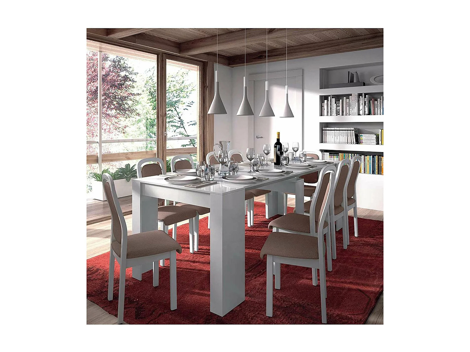 Mesa comedor Paris 5 posiciones. 90x50 cm extensible hasta 237x90 cm.