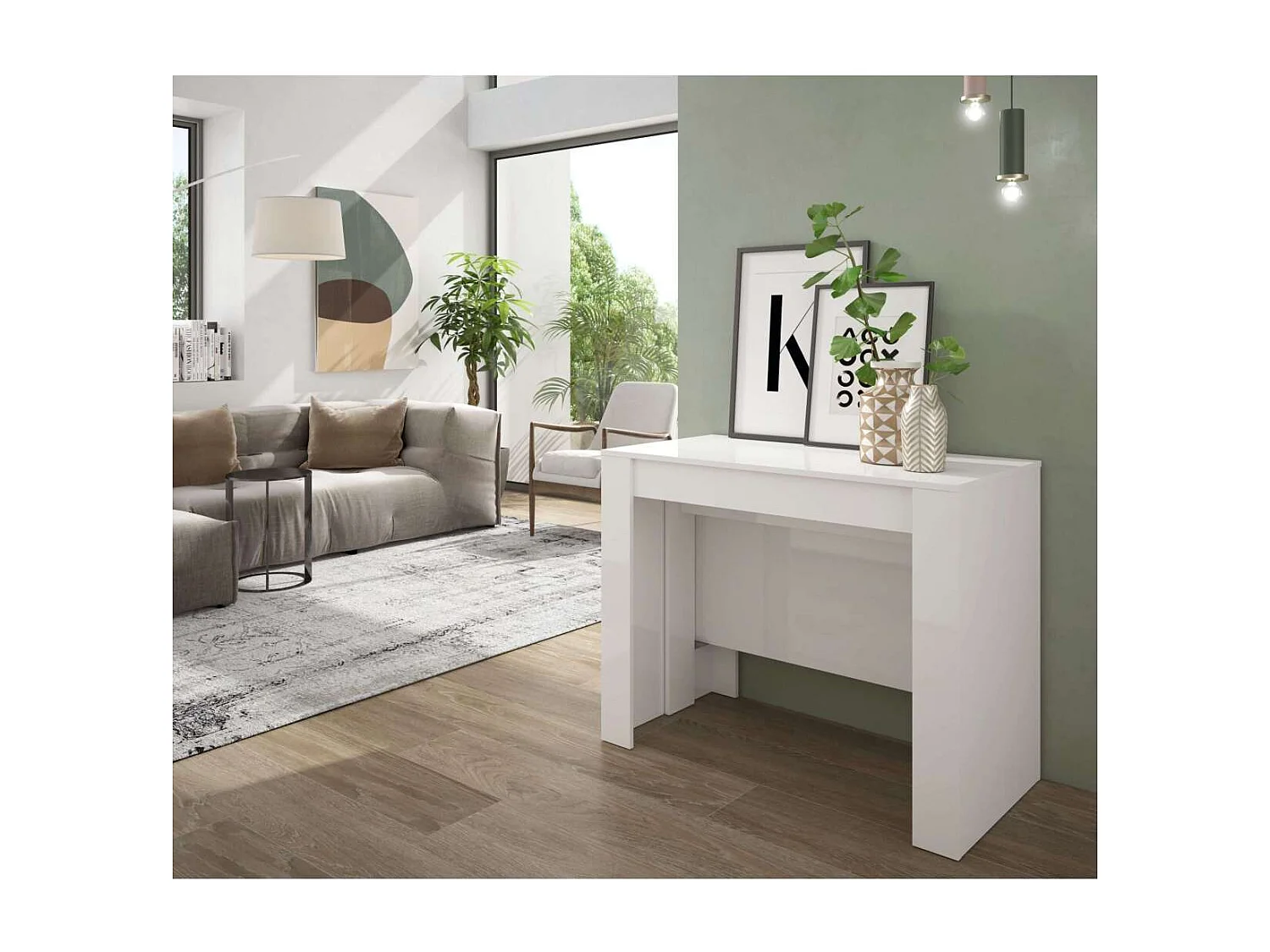 Mesa comedor Paris 5 posiciones. 90x50 cm extensible hasta 237x90 cm.