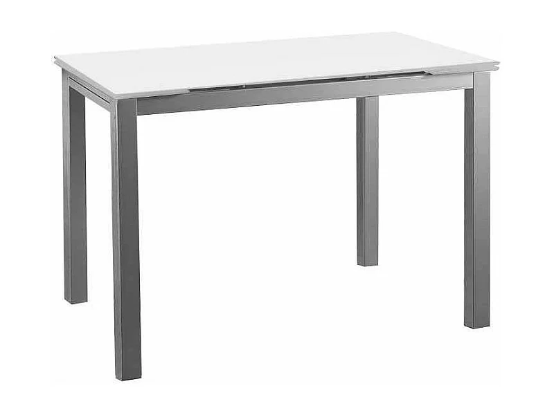 Mesa para cocina extensible acabado cristal blanco, 76.5 cm(alto) 110/170 cm(ancho)70 cm(f