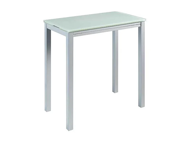 Mesa extensible alta Laia acabado cristal blanco, 95 (alto) x 95 (largo) x 55/95 ancho