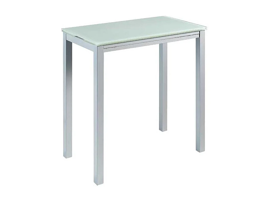 Mesa extensible alta Laia acabado cristal blanco, 95 (alto) x 95 (largo) x 55/95 ancho