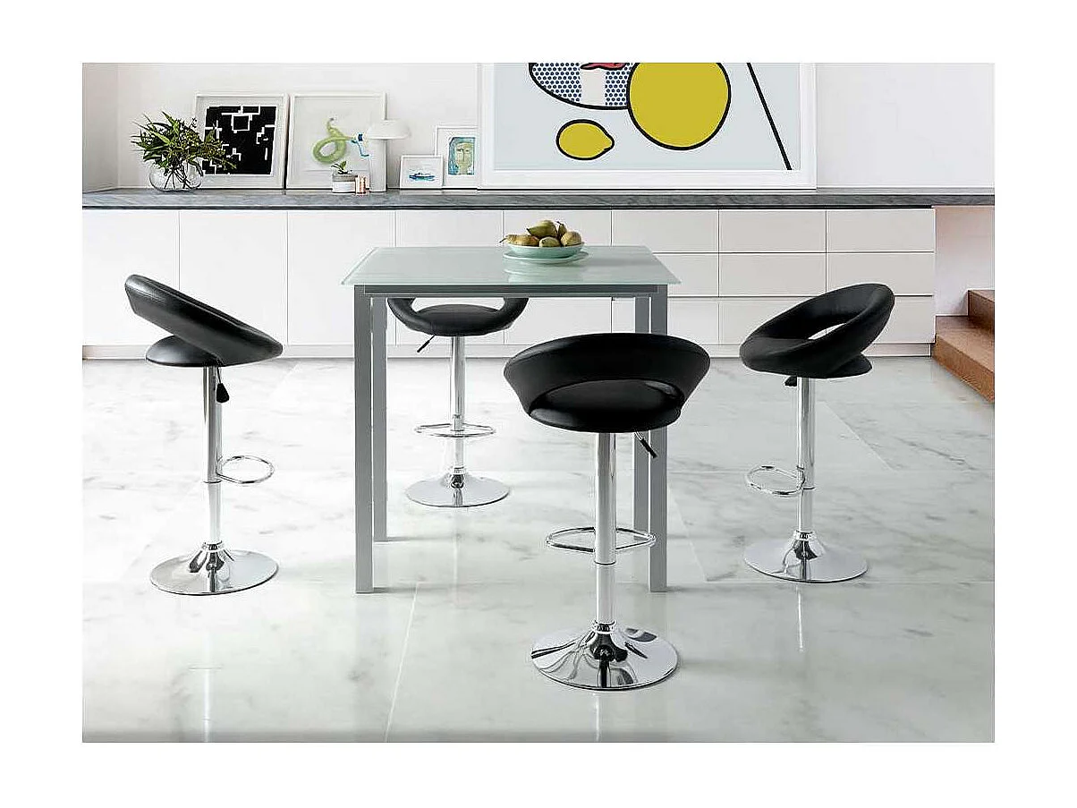 Mesa extensible alta Laia acabado cristal blanco, 95 (alto) x 95 (largo) x 55/95 ancho