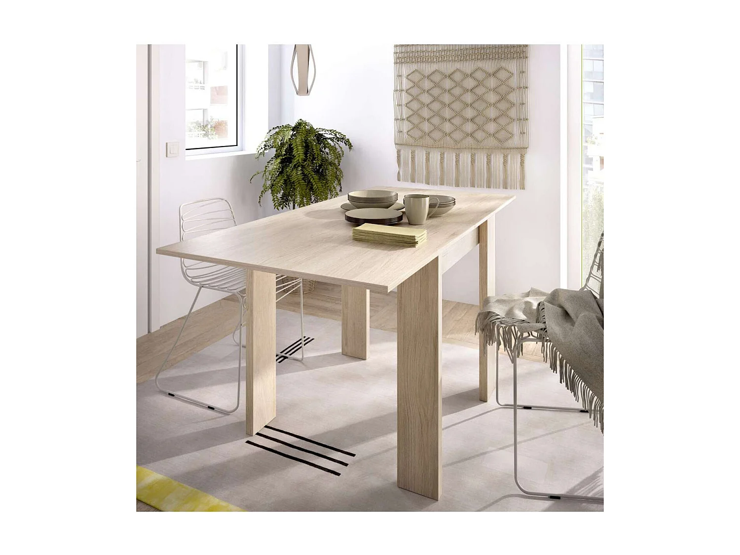 Mesa cocina Rila extensible acabado Natural 77/ 79CM(Alto) 67/134 CM(Ancho)67CM(Fondo). .