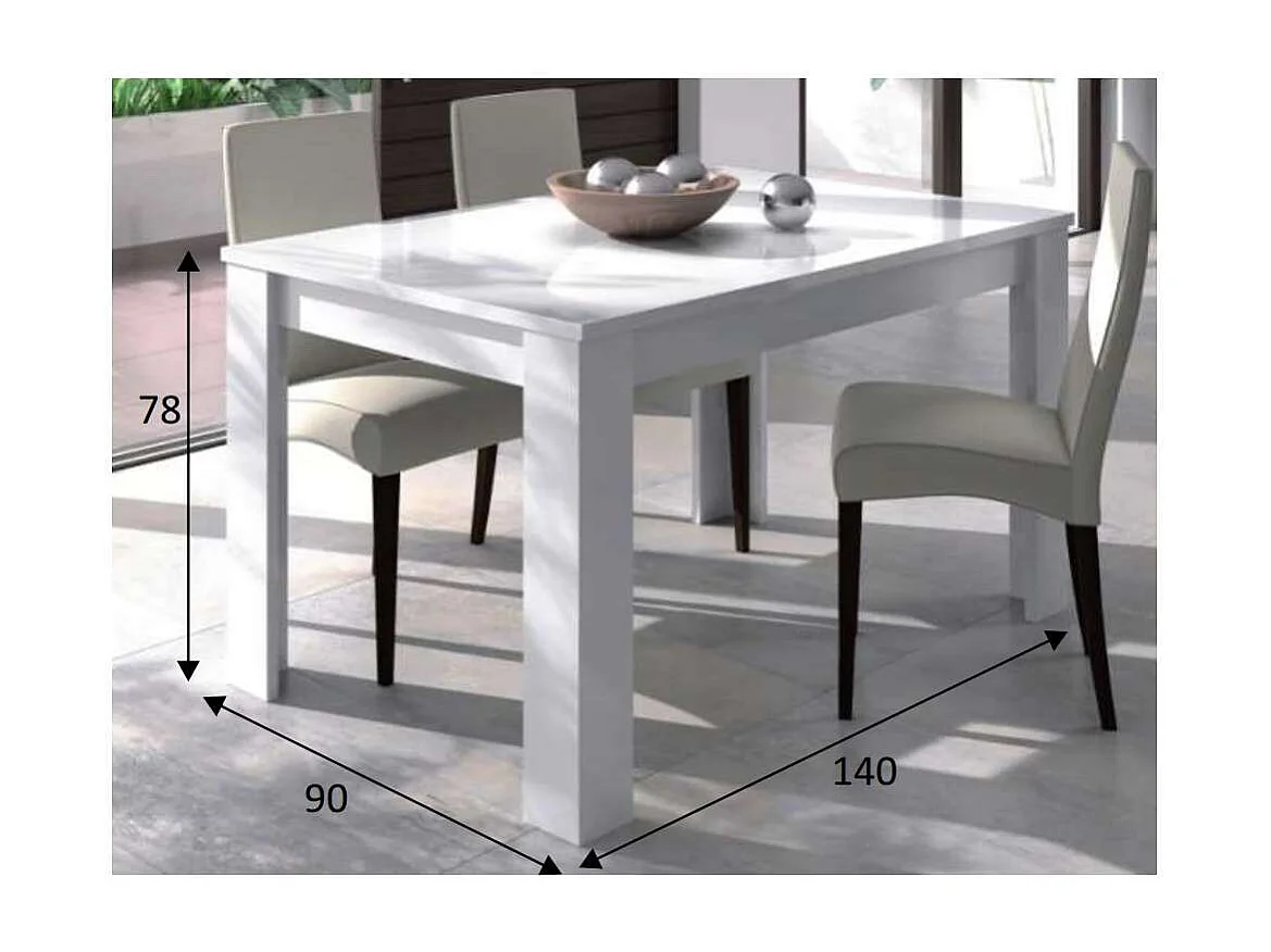 Mesa comedor extensible Paris en color blanco brillo 78 cm(alto)140-190 cm(ancho)90 cm(lar