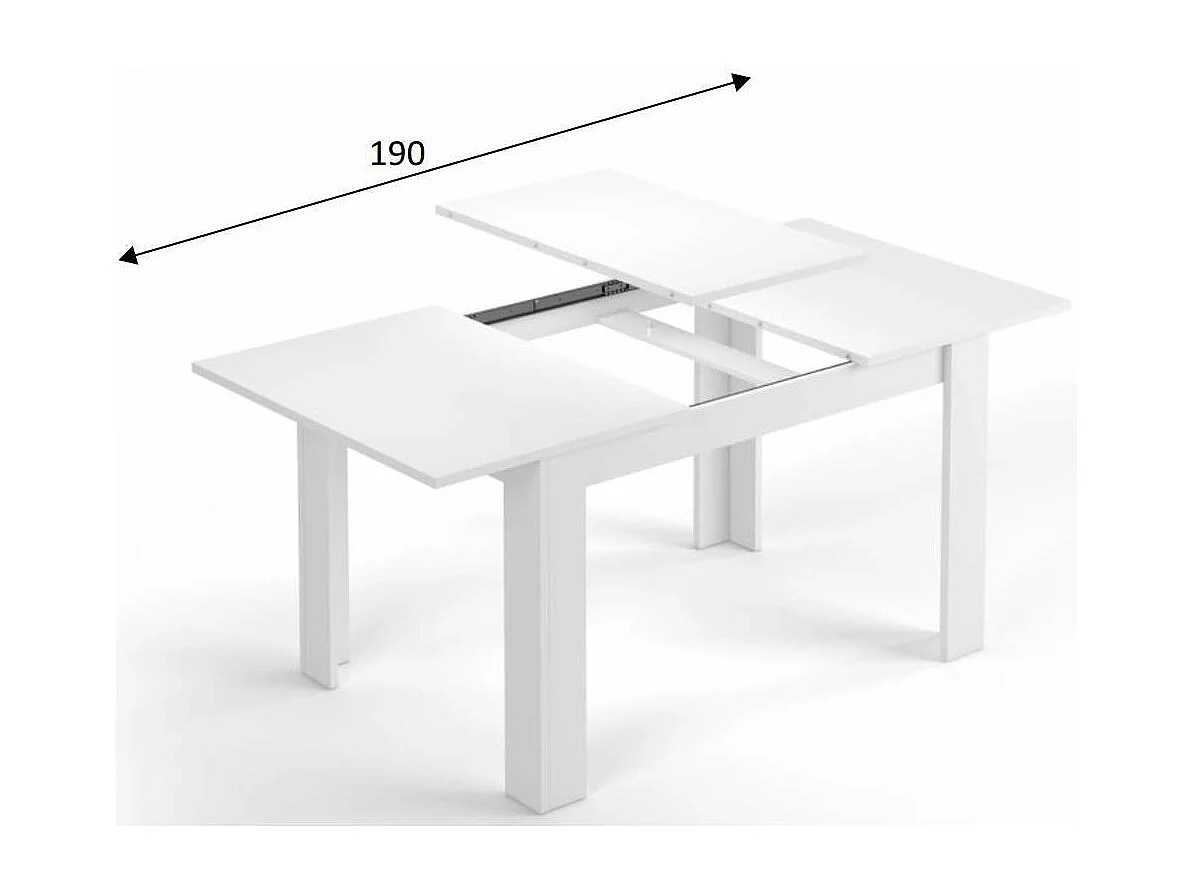 Mesa comedor extensible Paris en color blanco brillo 78 cm(alto)140-190 cm(ancho)90 cm(lar