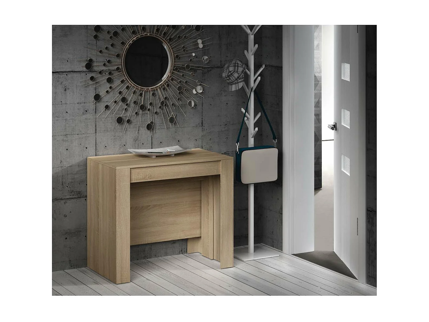 Mesa extensible con cinco posiciones acabado roble, 51/97.5/144/190.5/237cm (ancho) 78cm (