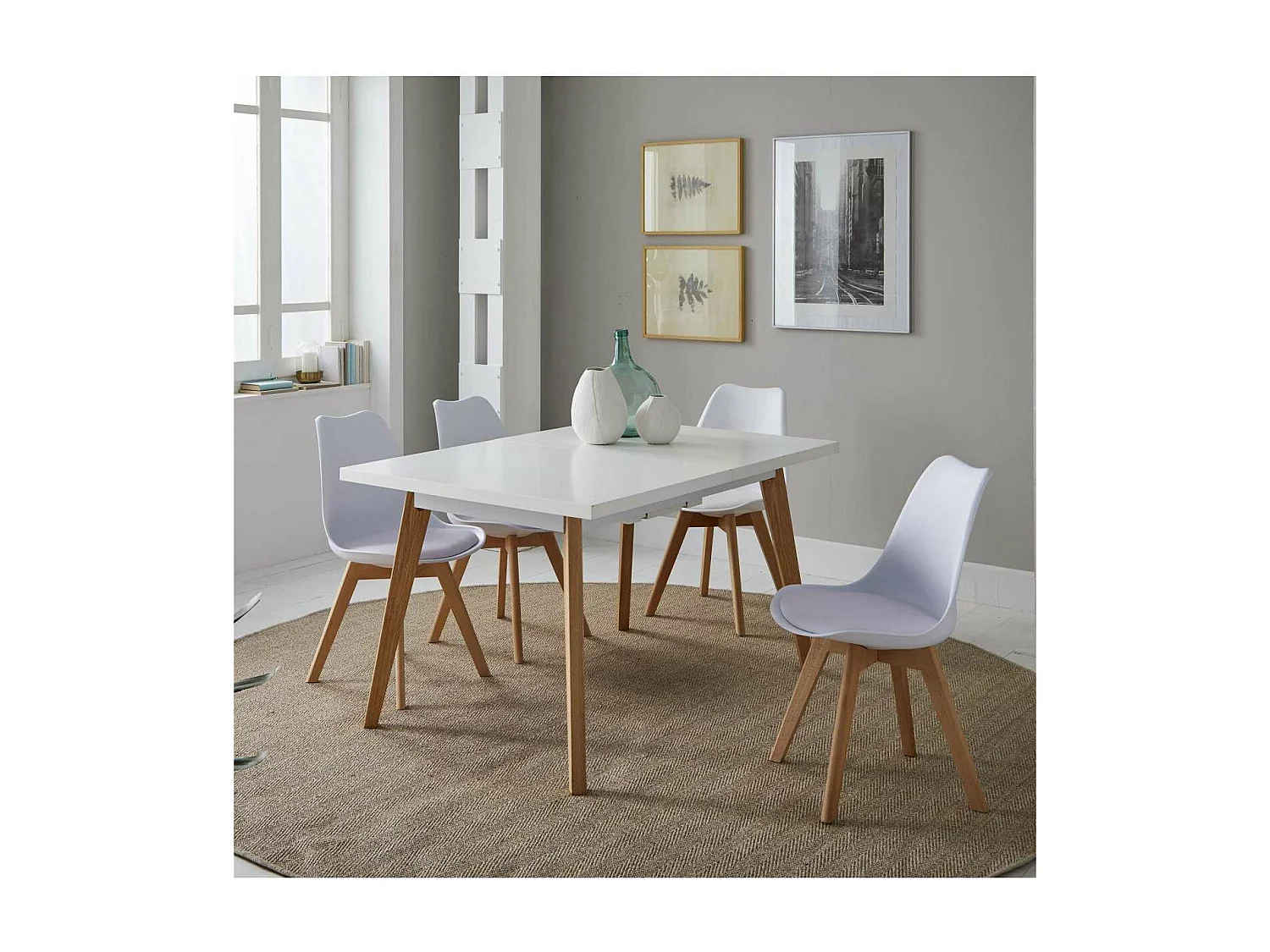 Mesa para cocina, comedor Md-Capileira extensible acabado blanco, 140/180cm(ancho) 75cm(al