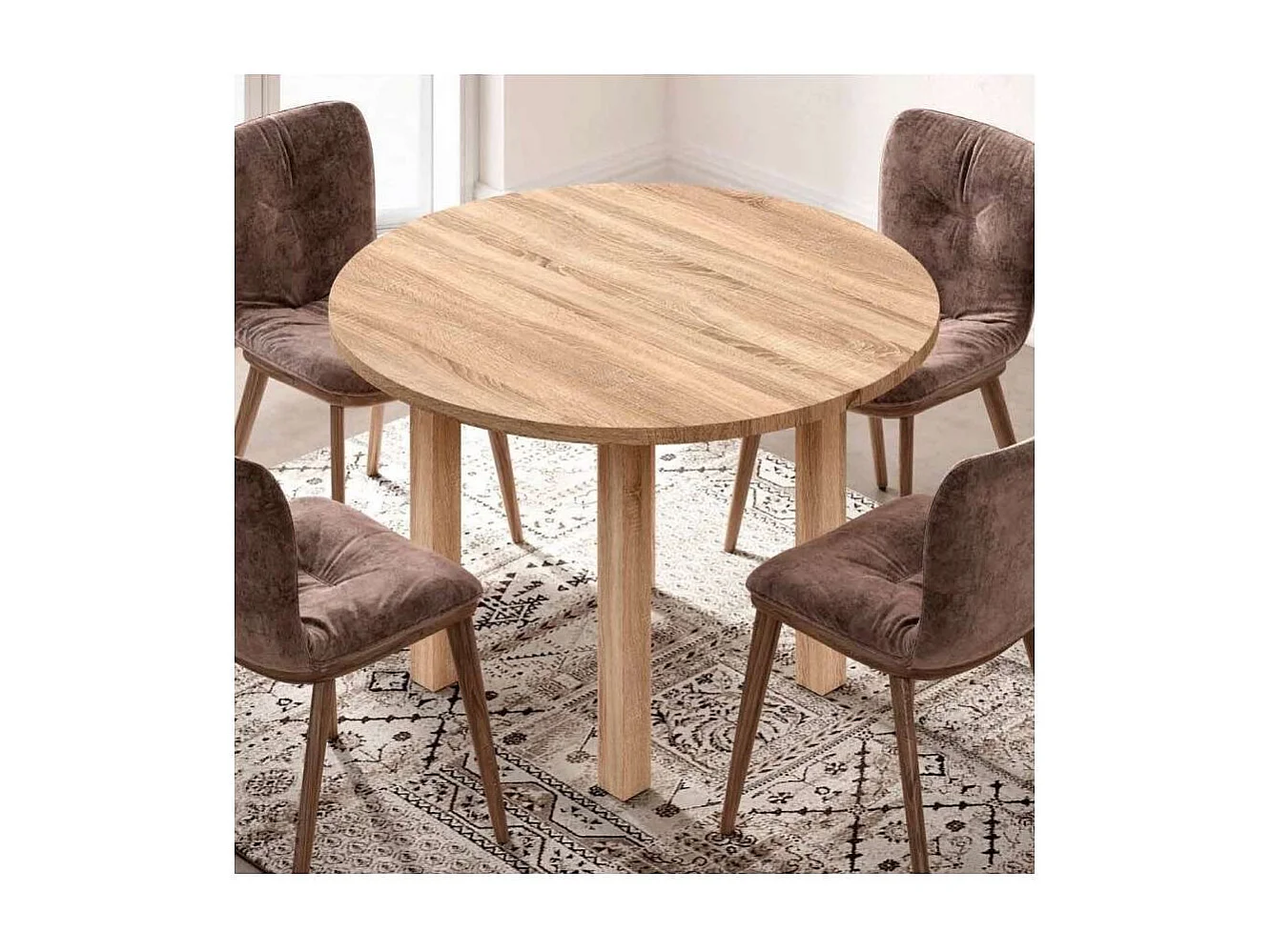 Mesa extensible Pablo en roble cambrian. 94/124 x 94 cm x 76 cm