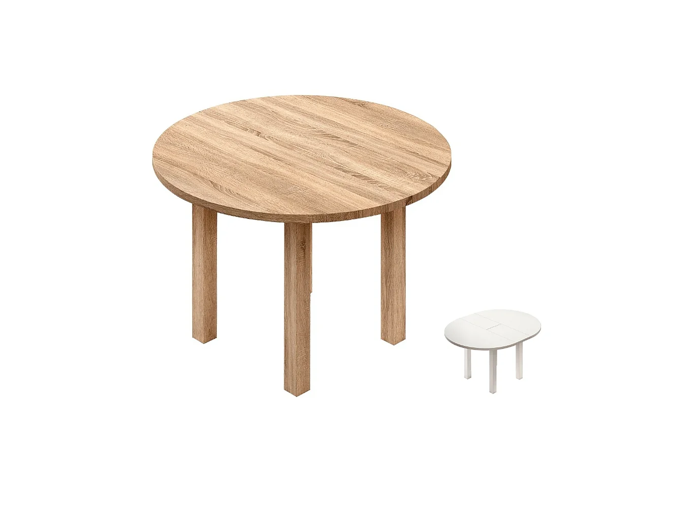 Mesa extensible Pablo en roble cambrian. 94/124 x 94 cm x 76 cm