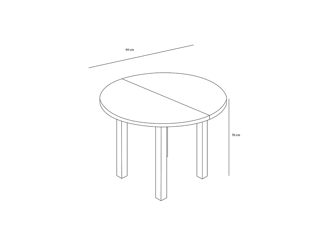 Mesa extensible Pablo en roble cambrian. 94/124 x 94 cm x 76 cm