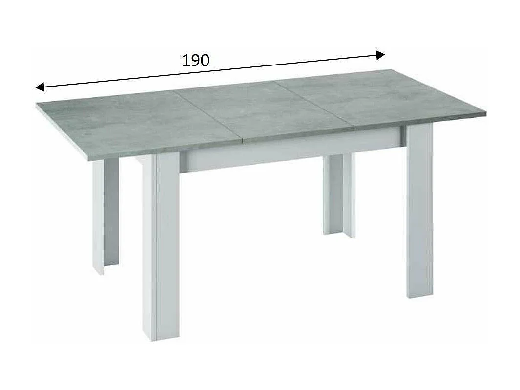 Mesa comedor extensible Paris en color cemento-blanco artik 78 cm(alto)140-190 cm(ancho)90