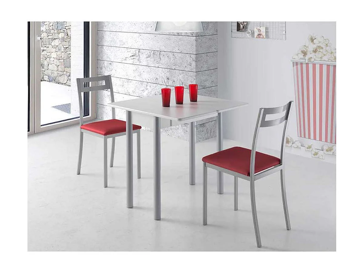 Mesa de cocina Malak con apertura tipo libro acabado blanco, 80 x 40/80 x 76 cm (largo x a