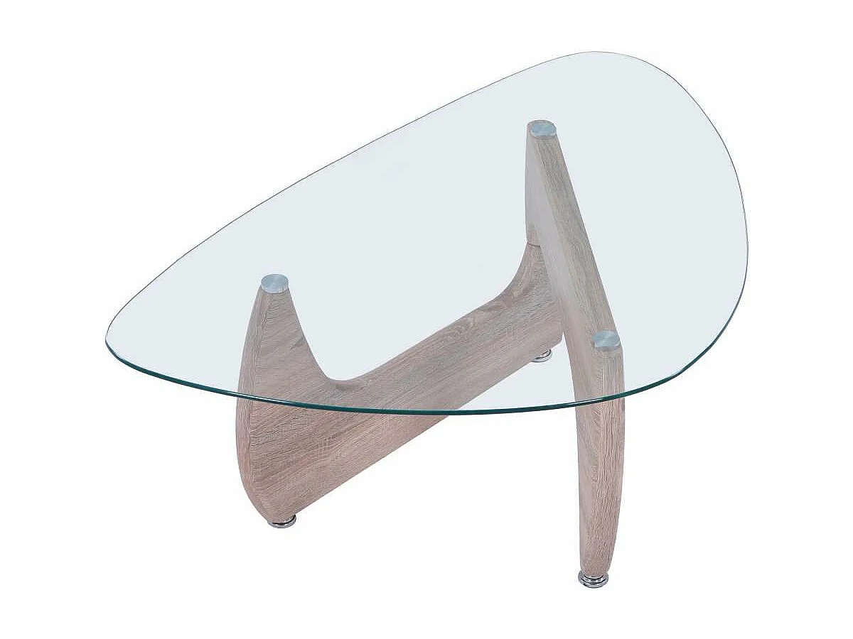 Mesa centro Leyna para salón acabado roble y cristal 40 cm(alto)110 cm(ancho)70 cm(largo)